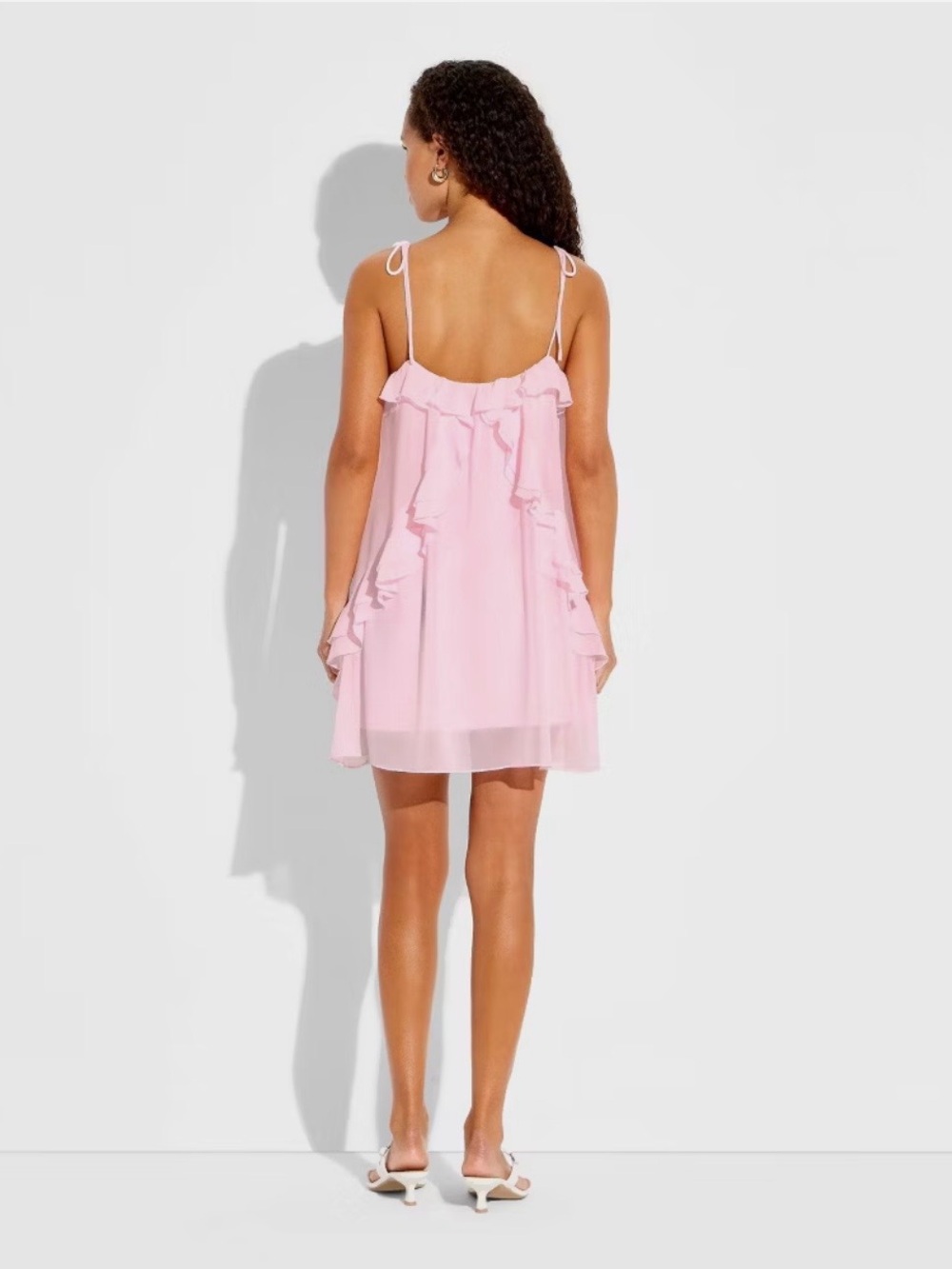 Wild Fable Pink Ruffle Tiered Babydoll Mini Dress - Picture 4 of 4